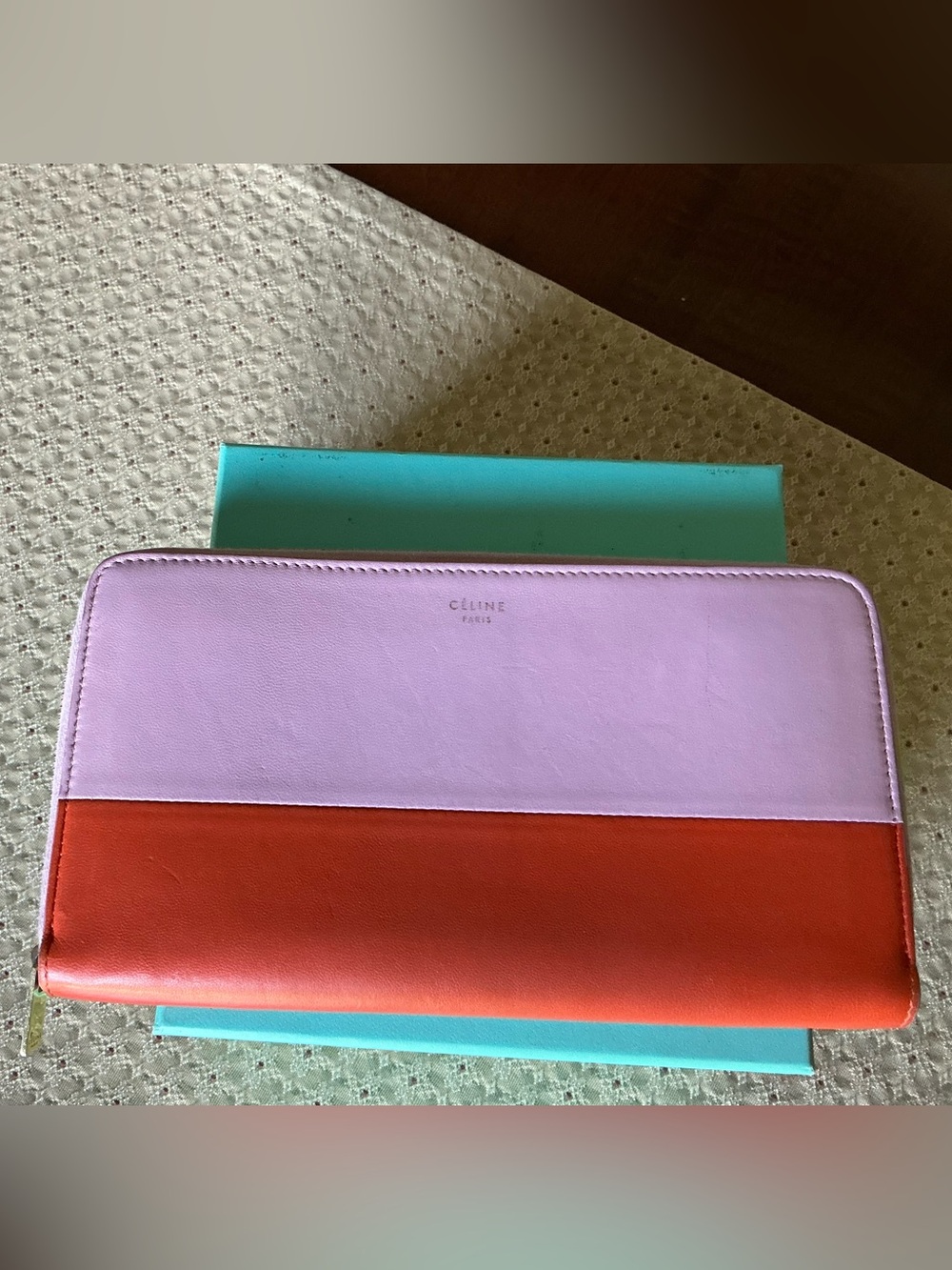Celine 2013 Pink and Orange Continental Wallet W/COA